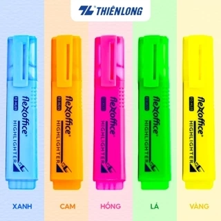 Bút dạ quang Thiên Long FlexOffice FO-HL05 - Bút highlight 5 màu mực tươi sáng, phản quang tốt, bề rộng 4mm
