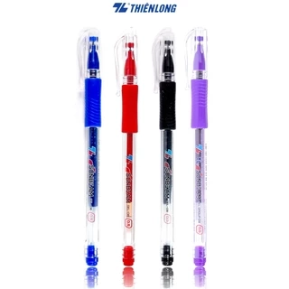 Bút Gel Thiên Long GEL-08 ngòi 0.5mm mực xanh/đỏ/đen/tím có nắp đậy, đệm cầm tay phù hợp cho học sinh