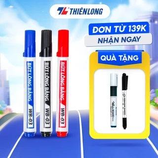 Bút lông bảng xóa được Thiên Long WB-03 nét 2.5mm mực xanh đỏ đen không độc hại bơm mực dễ dàng