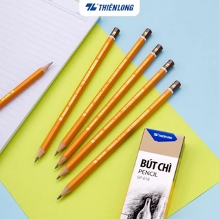 Combo 5 Bút chì gỗ 2B Thiên Long, Viết chì chuốt nét đậm, đen, thân lục giác dành cho học sinh luyện viết chữ đẹp GP-018