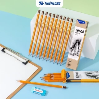 Hộp 10 cây Bút chì gỗ lục giác Thiên Long GP-018- Độ cứng 2B- Thích hợp cho học sinh làm bài thi trắc nghiệm