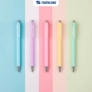 Hộp 5 Bút gel bi Pazto Thiên Long Smooth Ink Pen ngòi 0.5mm - Mực xanh viết trơn êm, thân bút 5 màu tone pastel GEL-B015