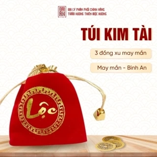 Túi trầm KIM TÀI Thiên Mộc Hương bao gồm 3 đồng xu mang lại may mắn cát tường