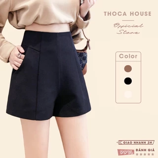 Quần short ulzzang Hàn may lai giữa khóa kéo sau trơn THOCA HOUSE năng động, trẻ trung