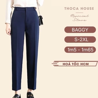 Quần tây đi học xanh đen, đen THOCA HOUSE quần baggy công sở form suông dài