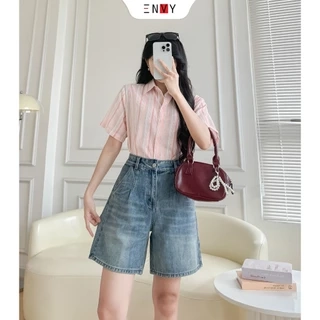 Quần Jean Ngố Nữ Lưng Cao Ống Rộng, Vải Jean mềm màu Trend ENVY JS59