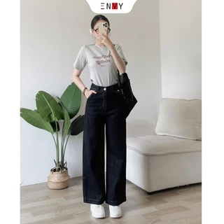 Quần Jean Ống Suông Nữ Eo Cao Màu Hottrend ENVY J169