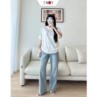 Quần Jean Suông Dáng Dài Nữ Bản Lai To Chất Mềm ENVY J174