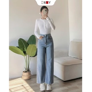 Quần Jean Suông Nữ Bản Lai To Vải Mềm Dáng Ngắn ENVY J170