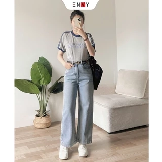 Quần Jean Suông Vải Mềm Dáng Ngắn (93cm) Bản Lai To ENVY J171