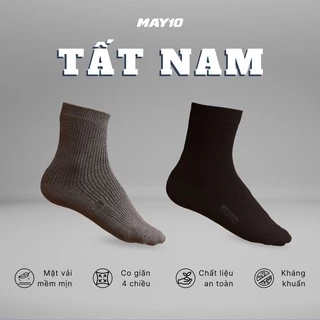 Tất nam May 10 cổ cao hai màu ghi, đen chất liệu cotton thoáng khí mã 11050123251