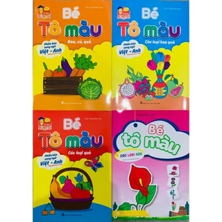 Sách - Combo Bé tô màu Rau - củ - quả - hoa (4 quyển) + bán kèm sáp màu