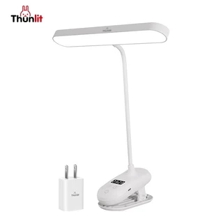 Đèn kẹp bàn Thunlit có đồng hồ 3000mAh có thể sạc lại, bảo vệ mắt, đèn học ký túc xá sinh viên, đèn đọc sách lâu dài