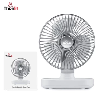 Quạt điện để bàn Thunlit xoay đầu tự động 5000mAh có thể sạc lại 4 tốc độ gió chạy êm
