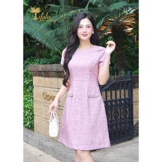 TIFALU - Đầm bigsize nữ, Đầm suông A dự tiệc màu hồng pastel - ZOL421PNK