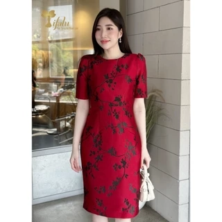 Váy nữ đầm dự tiệc trung niên TIFALU dáng ôm chất gấm tafta đỏ sang trọng - ZOL212RED