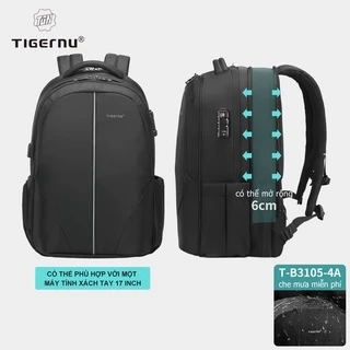 Tigernu T-B3105-4A/T-B 3105 -3A Balo laptop vải nylon có khóa TSA mở rộng được chống thấm nước 15.6-17 inch