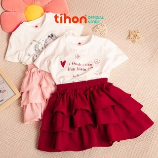 Set váy bé gái TIHON cao cấp chất liệu cotton thoáng mát in hình dễ thương cho bé SET0786051