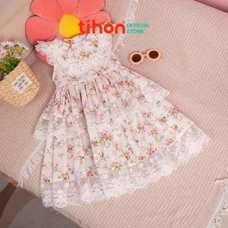 Váy cho bé gái TIHON cao cấp chất liệu cotton phối tơ mềm mại bồng bềnh VT0786104