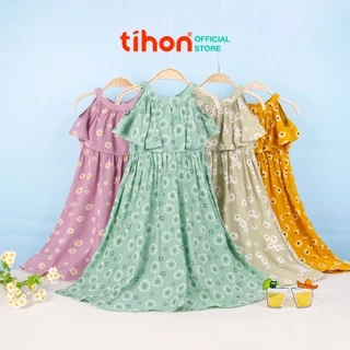 Váy cho bé gái TIHON hở vai xinh xắn phong cách Hàn Quốc siêu mềm mát VT0750382