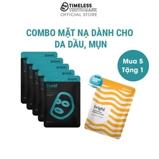 Combo 5 Mặt Nạ Than Hoạt Tính Dành Cho Da Dầu, Da Mụn Tặng Thêm 1 Mặt Nạ Sợi Tơ Siêu Nhẹ Cao Cấp Timeless Truth