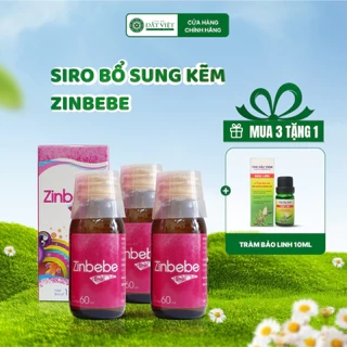 Siro bổ sung kẽm ZinBeBe 60ml tăng cường sức khoẻ đề kháng, hỗ trợ trẻ còi xương suy dinh dưỡng