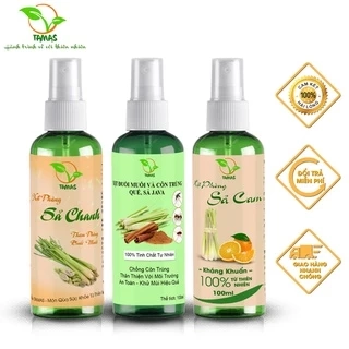 Combo 3 Chai Xịt Phòng, Đuổi Muỗi Và Côn Trùng TAMAS 100ml Hương Sả Chanh, Sả Cam, Quế Sả- Thành Phần Tự Nhiên, An Toàn