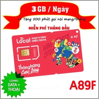 Sim 4G Mobifone A89S LOCAL 3GB/ ngày - 90GB/ tháng. 500p gọi SIÊU SIM DATA Gọi Sẵn 1 tháng. DKCC