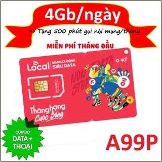 Sim 4G Mobifone A99P LOCAL 4GB/ ngày - 12GB/ tháng, 500 phút gọi. SIÊU SIM DATA Gọi Sẵn 1 tháng. DKCC