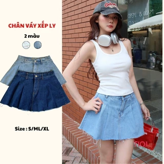 Chân váy jean xếp ly có lót quần TiQi Jeans V1-282