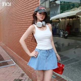 [ Võ Hà Linh x TiQi Jeans ]Chân váy jean xếp ly có lót quần TiQi Jeans V1-282