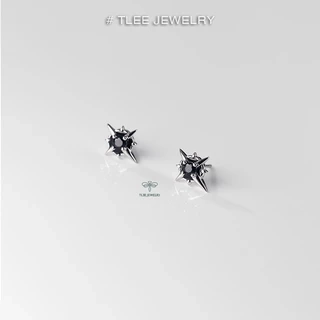 Khuyên tai bạc TLEE mẫu galvin đá đen cá tính TLEE JEWELRY B0264