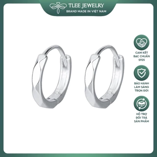 Khuyên tai bạc TLEE tròn trơn bản dày phay bắt sáng trendy TLEE JEWELRY B0133