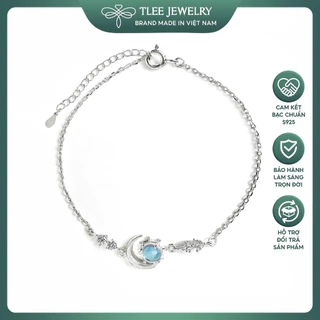 Lắc tay bạc nữ TLEE mặt trăng moonstone nhân tạo cách điệu nữ tính TLEE JEWELRY LT0195