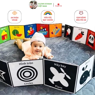 Bộ Tranh Kích Thích Thị Giác TNBOOKS Cho Bé 0 - 3 Tuổi - Combo 3 Bộ Thẻ Gấp Chất Lượng Cao