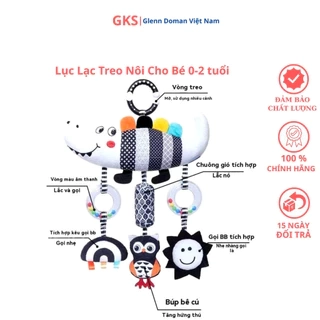 Đồ Chơi Treo Nôi Cho Bé, Đồ Chơi Lắc Nhạc Vải Nhồi Hình Thú Đen Trắng (Cá Sấu, Sâu)