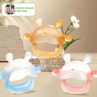 Gặm Nướu Cho Bé Hình Gấu, Gặm Nướu Cầm Tay Silicon Siêu Mềm Không Chứa BPA An Toàn Cho Bé [Có hộp đựng] - GLENN DOMAN
