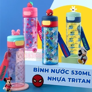 Bình nước cho bé 1989KIDS SHOP đi học mẫu giáo mầm non tiểu học 530ml cao cấp chất liệu tritan độ bền cao chịu nhiệt tốt