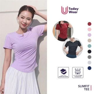 Áo tập gym yoga nữ Slimfit Tee cổ V ngắn tay chất liệu co giãn thấm hút mồ hôi Today U Wear