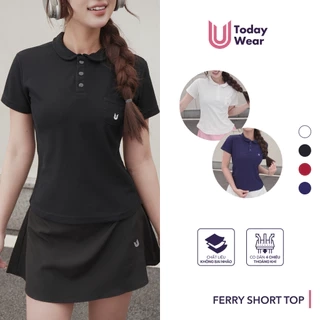 Áo thun polo thể thao nữ cổ lá sen Ferry Short Top cộc tay chất cotton cá sấu chơi tennis cầu lông Today U Wear