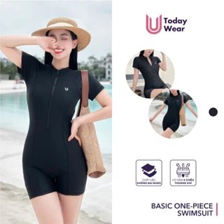 Đồ bơi nữ liền thân tay ngắn Basic One-Piece Swimsuit Today U Wear không thấm nước chống tia UV 50+