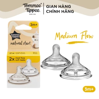 Núm Ty Silicon Siêu Mềm Tự Nhiên Cho Bé Tommee Tippee Natural Start Fast Flow Từ 6 Tháng (Vỉ đôi, tách lẻ)
