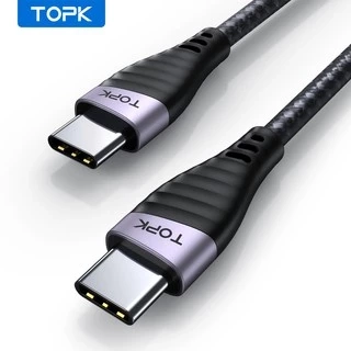 Cáp sạc nhanh TOPK AC15 3A QC3.0 60W sợi bện nylon siêu bền cao cấp chất lượng cao