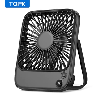 Quạt bàn TOPK Quạt bàn có thể sạc lại 2000mAh / 4600mAh Quạt để bàn chạy bằng pin Quạt cá nhân mỏng im lặng có màn hình hiển thị nguồn và tốc độ cho văn phòng, du lịch, thư viện, phòng ngủ, xanh ngoài trời