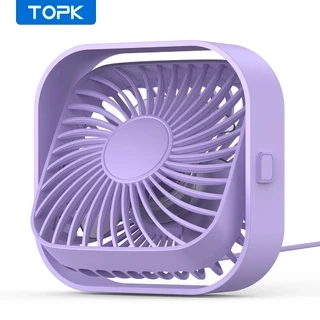 Quạt để bàn TOPK K51 mini cổng USB không ồn 3 tốc độ gió 5 inch xoay 360° cho bàn văn phòng tại nhà