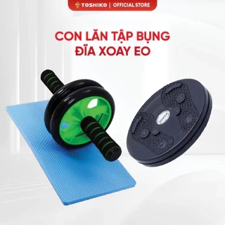 Combo con lăn tập bụng và đĩa xoay eo Toshiko giúp tăng cơ, giảm mỡ