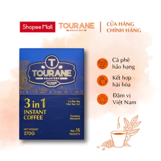 Cà Phê Hòa Tan 3in1 Cà Phê Tourane Hạt Cà Phê Hảo Hạng Đậm Vị Sữa Sánh Mịn (Hộp 15 gói x 18G)