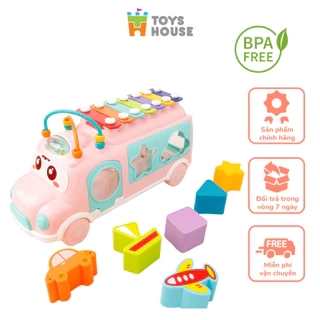 Đồ chơi ô tô thả hình khối kết hợp đàn gõ Xylophone giáo dục sớm cho bé Toyshouse HE8036