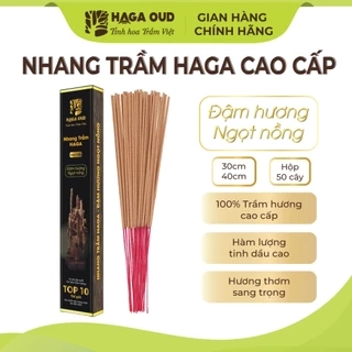 Nhang trầm Haga cao cấp, Thơm trầm đậm ngọt, Mùi hương cao quý, An toàn sức khỏe, 50 cây - 30cm/40cm