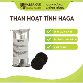 Than hoạt tính HAGA, Xông đốt trầm hương, Ít mùi-Ít khói, Mồi lửa nhanh, An toàn sức khỏe-5 viên/gói